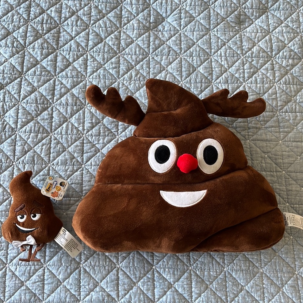 Poo Reindeer Emoji Pillow with Mini Poo Emoji Plush